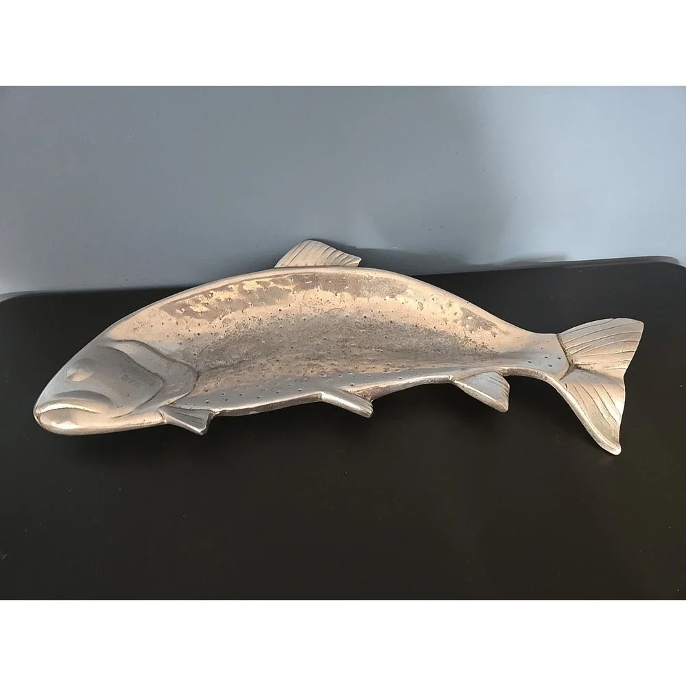 Vtg Trout Fish Large Aluminum Platter Tray Bruce Cox ?